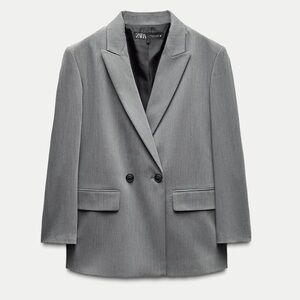 Zara Charcoal Double-Breasted Blazer